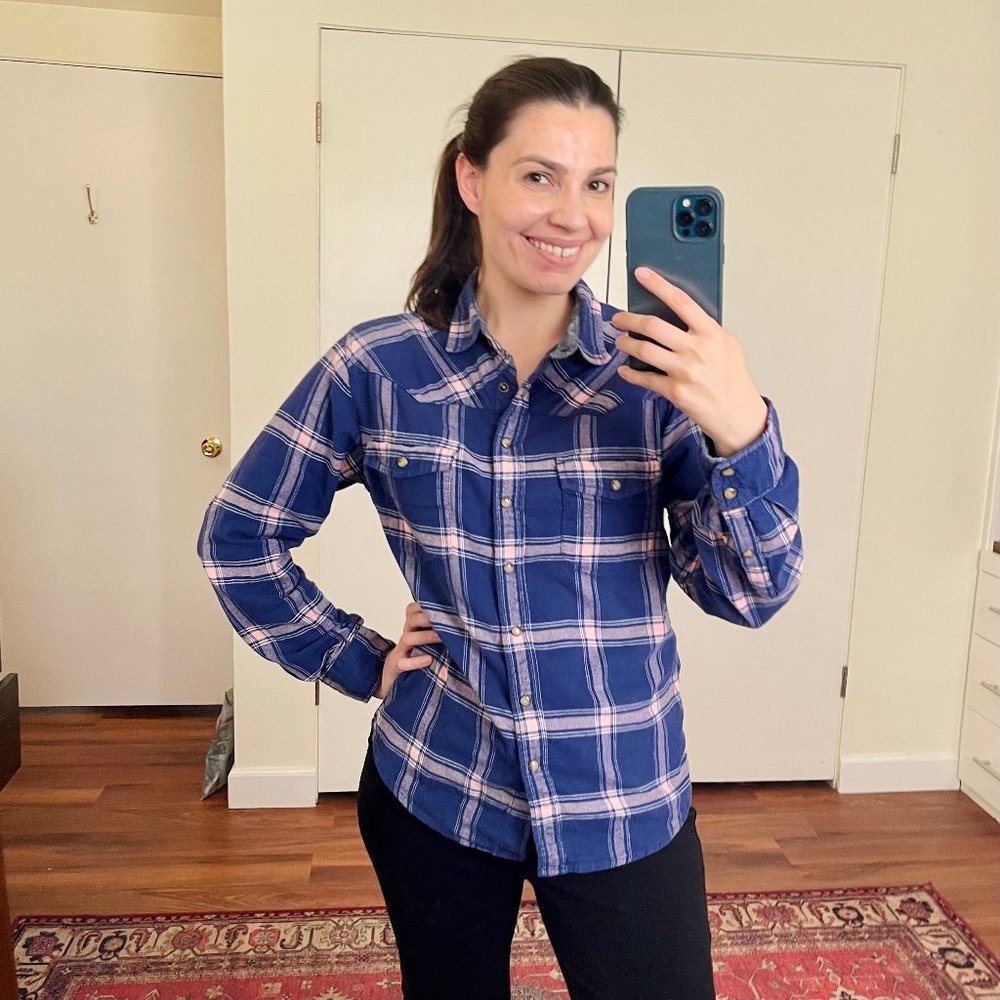 Blue and Purple Snap Button Flannel | Jachs Girlfriend